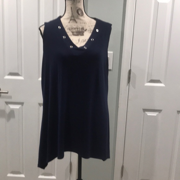 NY Collection Tops - 3/$20 Blue plus size sleeveless V-neck top blue 2X